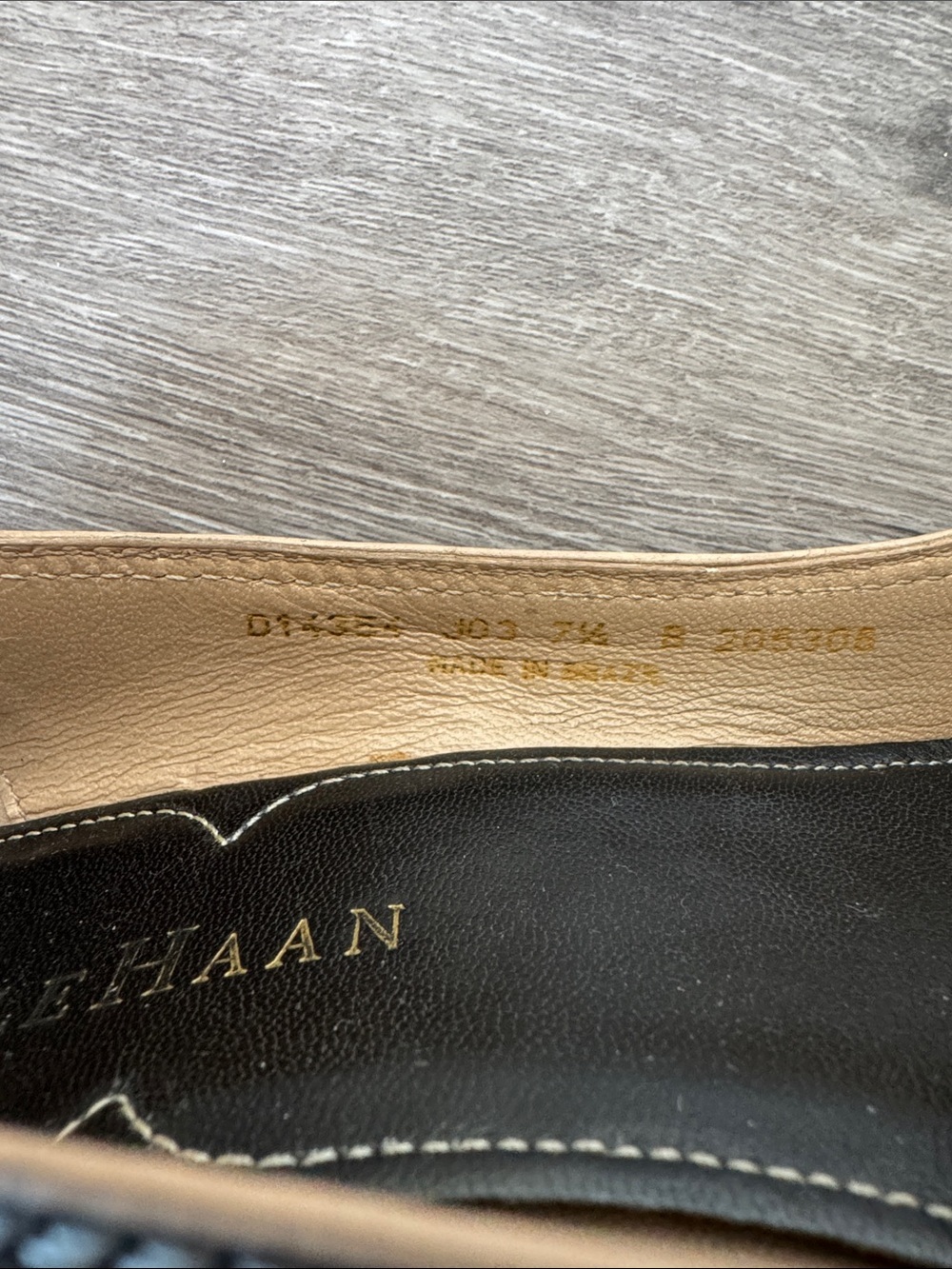 Cole Haan Black Leather Square Toe Low Heels with Contrast Stitching - Picture 7 of 8
